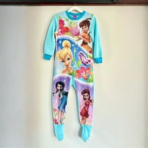 Disney Fairies Tinker Bell Zip-Up Footed Pajamas Size 4/5